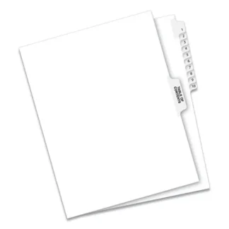 Avery® Preprinted Legal Exhibit Side Tab Index Dividers, Avery Style, 11-Tab, 1 to 10, White, 1 Set
