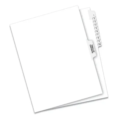 Avery® Preprinted Legal Exhibit Side Tab Index Dividers, Avery Style, 11-Tab, 1 to 10, White, 1 Set