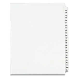 Avery® Preprinted Legal Exhibit Side Tab Index Dividers, Avery Style, 25-Tab Set, Numbers 126-150, White, 11" x 8.5"