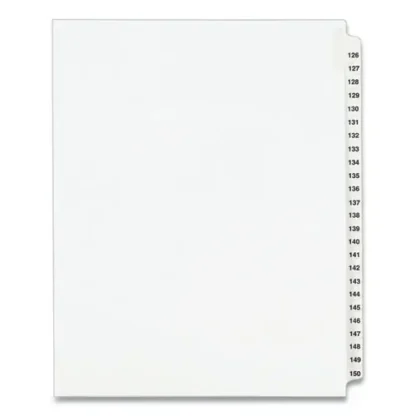 Avery® Preprinted Legal Exhibit Side Tab Index Dividers, Avery Style, 25-Tab Set, Numbers 126-150, White, 11" x 8.5"