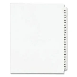 Avery® Preprinted Legal Exhibit Side Tab Index Dividers, 25-Tab, Numbers 151-175, 11 x 8.5, White, 1 Set (1336)