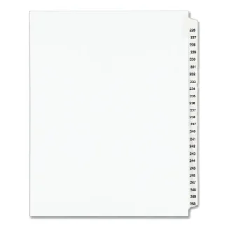Avery® Preprinted Legal Exhibit Side Tab Index Dividers, Avery Style, 25-Tab Set, Numbers 226-250, White, 11 x 8.5 inches