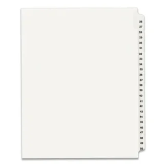 Avery® Preprinted Legal Exhibit Side Tab Index Dividers, Avery Style, 25-Tab, Numbers 26-50, White, 11 x 8.5, 1 Set (1331)