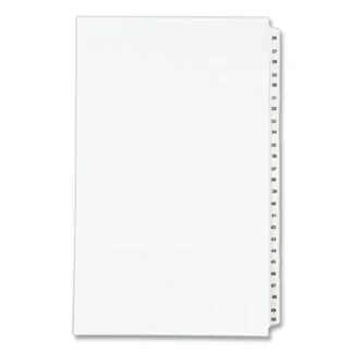 Avery® Preprinted Legal Exhibit Side Tab Index Dividers, Avery Style, 25-Tab Set, Numbers 26-50, White, 14" x 8.5"