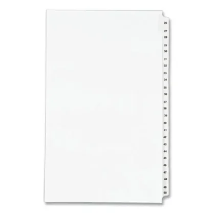 Avery® Preprinted Legal Exhibit Side Tab Index Dividers, Avery Style, 25-Tab Set, Numbers 26-50, White, 14" x 8.5"