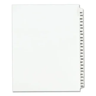 Avery® Preprinted Legal Exhibit Side Tab Index Dividers, Avery Style, 25-Tab, Numbers 351-375, 11" x 8.5", White, 1 Set (1344)