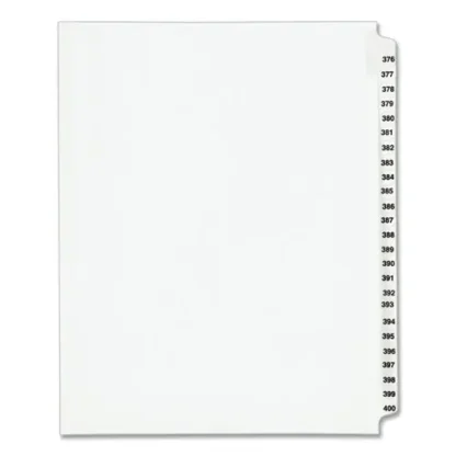 Avery® Preprinted Legal Exhibit Side Tab Index Dividers, Avery Style, 25-Tab Set, Numbers 376-400, White, 11" x 8.5"