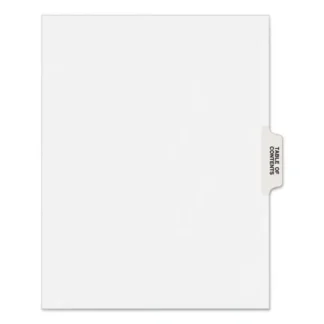 Avery® Preprinted Legal Exhibit Side Tab Index Dividers, Avery Style, 25-Tab, Table Of Contents, White, 25/Pack
