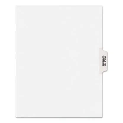 Avery® Preprinted Legal Exhibit Side Tab Index Dividers, Avery Style, 25-Tab, Table Of Contents, White, 25/Pack