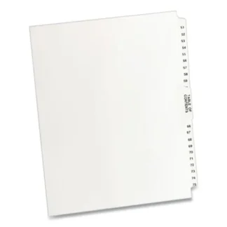 Avery® Preprinted Legal Exhibit Side Tab Index Dividers, Avery Style, 26-Tab, 51 to 75, White, 1 Set