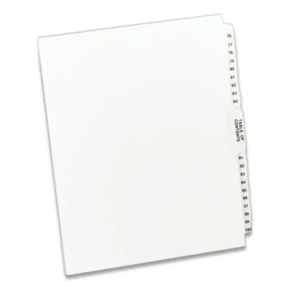 Avery® Preprinted Legal Exhibit Side Tab Index Dividers, Avery Style, 26-Tab, 76 to 100, White, 1 Set
