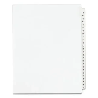 Avery® Preprinted Legal Exhibit Side Tab Index Dividers, Avery Style, 26-Tab, A to Z, 11 x 8.5, White, 1 Set (1400)