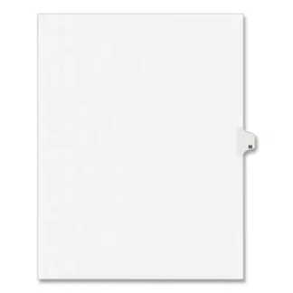 Avery® Preprinted Legal Exhibit Side Tab Index Dividers, Avery Style, 26-Tab, Letter M, 11 x 8.5, White, 25/Pack (1413)