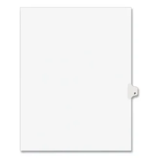 Avery® Preprinted Legal Exhibit Side Tab Index Dividers, Avery Style, 26-Tab, P, White, 25/Pack