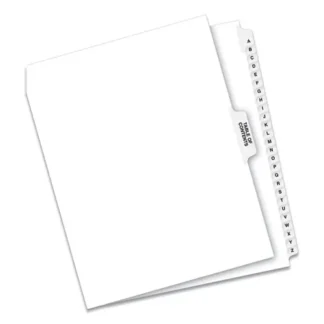 Avery® Preprinted Legal Exhibit Side Tab Index Dividers, Avery Style, 27-Tab, A to Z, White, 1 Set