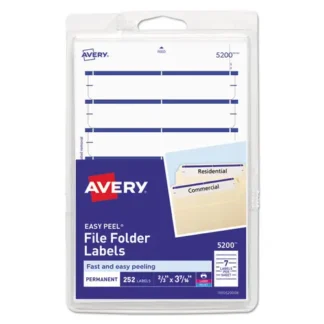 Avery® Printable 4" x 6" Permanent File Folder Labels, White, 7 Labels/Sheet, 36 Sheets/Pack (5200)