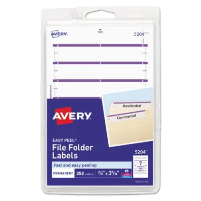Avery® Printable 4" x 6" - Permanent File Folder Labels, White, 7 Labels/Sheet, 36 Sheets/Pack (5204)