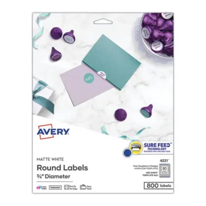 Avery® Printable Self-Adhesive Permanent Round ID Labels with Sure Feed® Technology