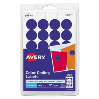 Avery® Printable Self-Adhesive Removable Color-Coding Labels, Dark Blue, 0.75" dia, 24/Sheet, 42 Sheets/Pack (5469)