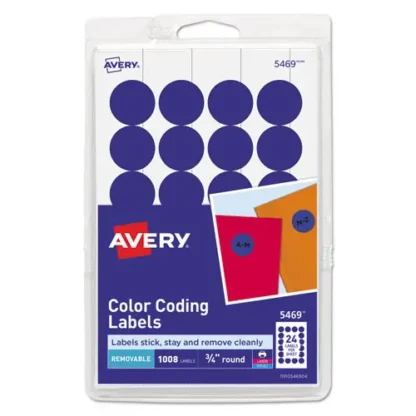 Avery® Printable Self-Adhesive Removable Color-Coding Labels, Dark Blue, 0.75" dia, 24/Sheet, 42 Sheets/Pack (5469)