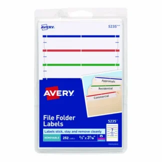 Avery® Removable File Folder Labels with Sure Feed Technology, 0.66 x 3.44, White, 7/Sheet, 36 Sheets/Pack