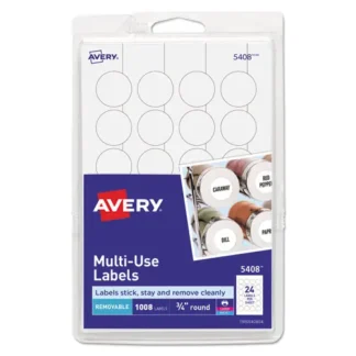 Avery® Removable Multi-Use Labels, 0.75" Diameter, White, 1,008 Labels, 42 Sheets
