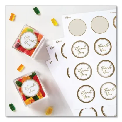 Avery® Round Labels, White with Gold Border, 2" Diameter, 12 Labels per Sheet, 10 Sheets per Pack