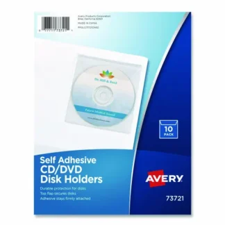 Avery® Self-Adhesive Media Pockets, 1 Disc Capacity, Clear, 10/Pack