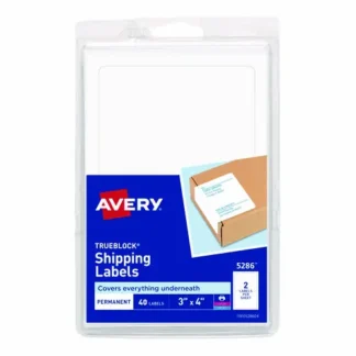 Avery® Shipping Labels with TrueBlock Technology, Inkjet/Laser Printers, 4" x 3", White, 2 Labels per Sheet, 20 Sheets per Pack