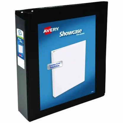 Avery® Showcase Economy View Binders with Slant Rings, 3 Rings, 3" Capacity, 11 x 8.5, Black