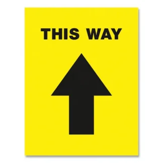 Avery® Social Distancing Floor Decals, This Way, Yellow Face, Black Graphics, 5/Pack