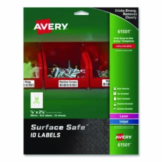 Avery® Surface Safe ID Labels, 0.88 x 2.63, White, 33/Sheet, 25 Sheets/Pack