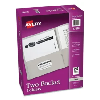Avery® Two-Pocket Folder, Gray, 40-Sheet Capacity, 11 x 8.5, 25/Box