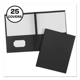 Avery® Two-Pocket Folder with Prong Fasteners, Black, 11 x 8.5, 0.5" Capacity, 25/Box