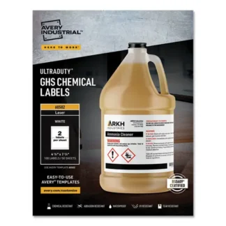 Avery® UltraDuty GHS Chemical Waterproof and UV Resistant Labels, White, 4.75 x 7.75, 2 Labels/Sheet, 50 Sheets/Box