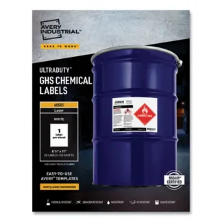 Avery® UltraDuty GHS Chemical Waterproof and UV Resistant Labels, 8.5 x 11, White, 50/Box