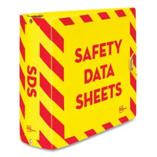 Avery® UltraDuty Safety Data Sheet Binders with Chain, 3 Rings, 3" Capacity, 11 x 8.5, Yellow/Red