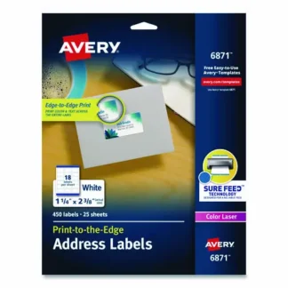 Avery® Vibrant Laser Color-Print Labels w/ Sure Feed, 1.25 x 2.38, White, 450/Pack