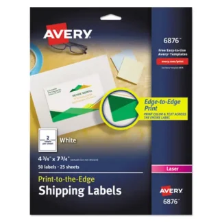 Avery® Vibrant Laser Color-Print Labels w/ Sure Feed, 4.75 x 7.75, White, 50/Pack