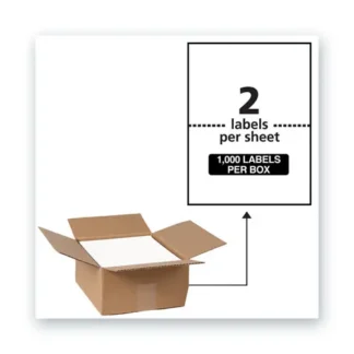 Avery® Waterproof Shipping Labels with TrueBlock Technology, Laser Printers, 5.5 x 8.5, White, 2/Sheet, 500 Sheets/Box