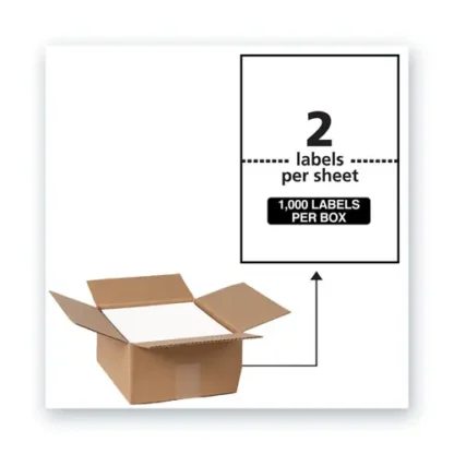 Avery® Waterproof Shipping Labels with TrueBlock Technology, Laser Printers, 5.5 x 8.5, White, 2/Sheet, 500 Sheets/Box