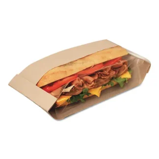 Bagcraft Dubl View Sandwich Bags, 11.75" x 4.25" x 2.75", Natural Brown/Clear, 500/Carton
