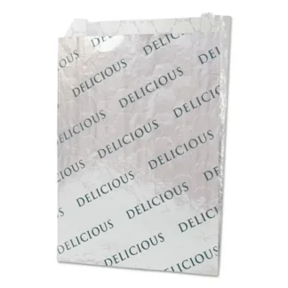 Bagcraft Foil/Paper/Honeycomb Insulated Bag, Delicious Labeling, 8" x 2" x 6", White, 1,000/Carton