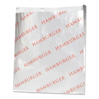 Bagcraft Foil Single-Serve Bags, Hamburger Labeling, 6" x 0.75" x 6.5", Silver/Red, 1,000/Carton