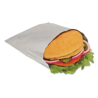 Bagcraft Foil Single-Serve Bags, Unlabeled Burger, 6" x 0.75" x 6.5", Silver, 1,000/Carton