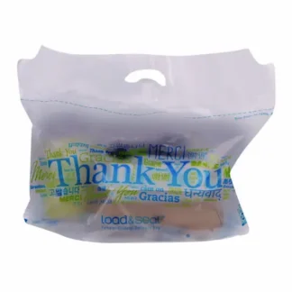 Bagcraft Load and Seal Delivery Bag, Thank You Labeling, Cut-Out Handles, 21" x 9" x 17", Translucent/Multicolor, 500/Carton