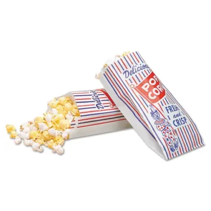 Bagcraft Pinch-Bottom Paper Popcorn Bag, Delicious Popcorn: Circus Clown Icon Labeling