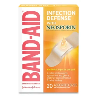 BAND-AID® Antibiotic Adhesive Bandages, Assorted Sizes, 20/Box