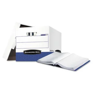 Bankers Box® DATA-PAK Storage Boxes, Letter Files, White/Blue, 12/Carton