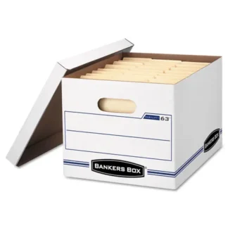 Bankers Box® EASYLIFT Basic-Duty Strength Storage Boxes, Letter Files, White/Blue, 12/Carton